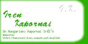 iren kapornai business card